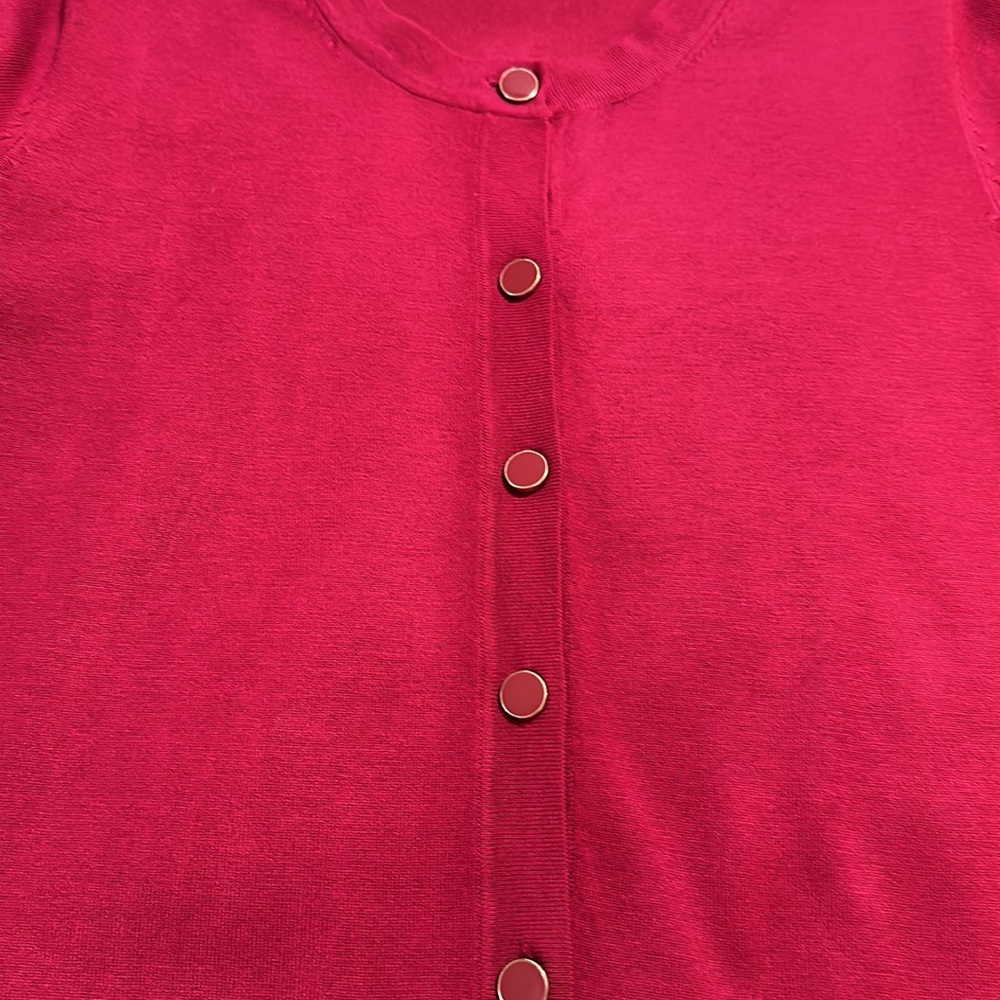 Audrey & Grace Raspberry Crew Neck Button Front Cardigan Sweater, Size XL - Picture 4 of 6